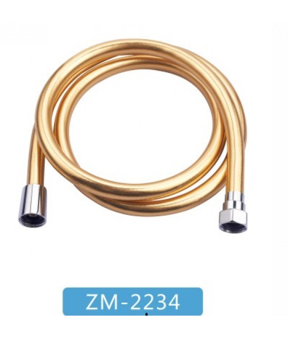 ZM-2234  шланг для душа силиконовый 150мм 1/2 конус 1/2 гайка,  форма шланга квадрат, цвет золотисты