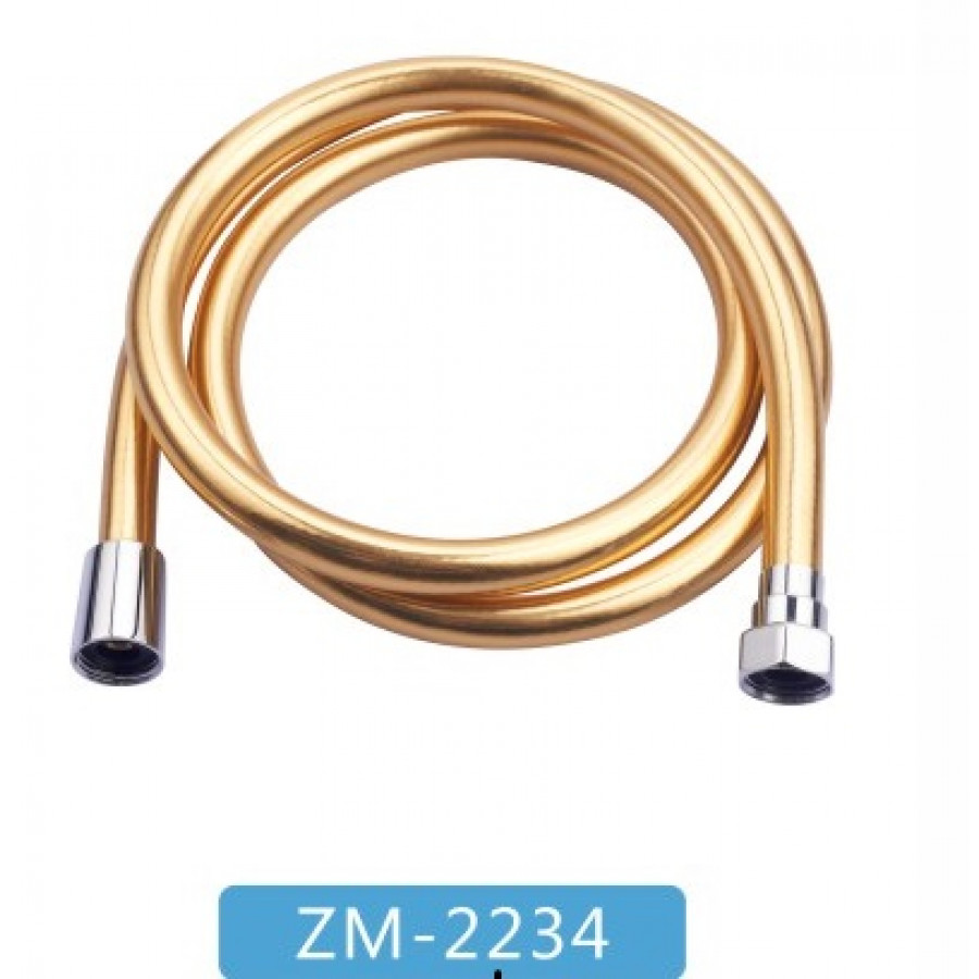 ZM-2234  шланг для душа силиконовый 150мм 1/2 конус 1/2 гайка,  форма шланга квадрат, цвет золотисты