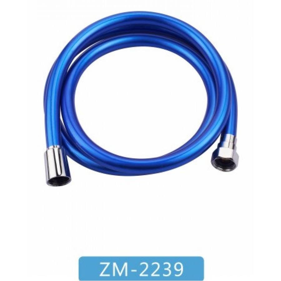 ZM-2239  шланг для душа силиконовый 150мм 1/2 конус 1/2 гайка, форма шланга квадрат,  цвет синий