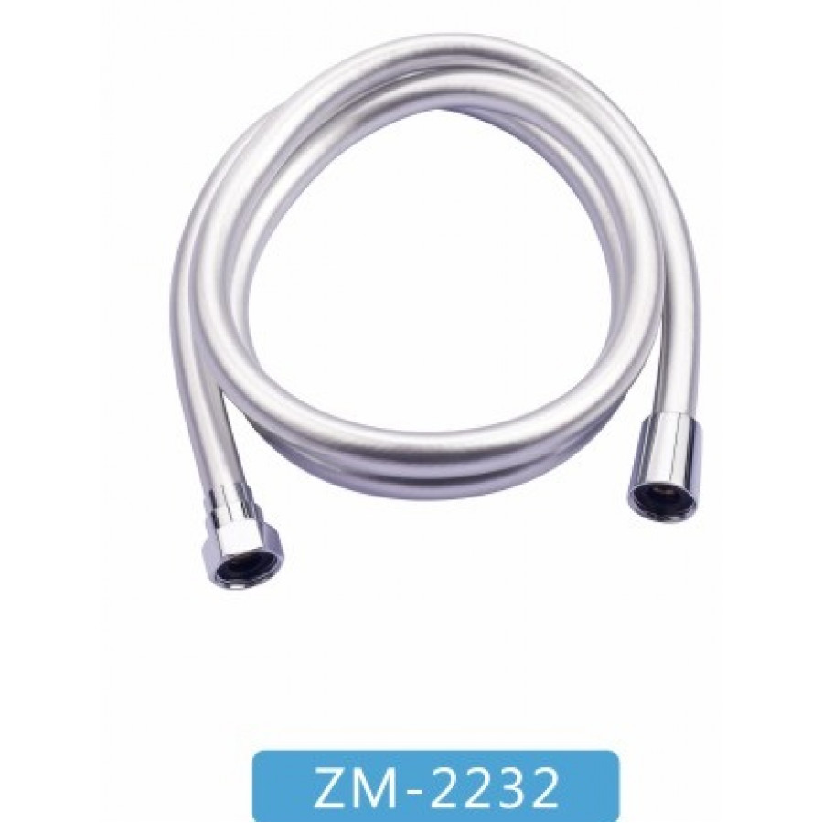 ZM-2232  шланг для душа силиконовый 150мм 1/2 конус 1/2 гайка, форма шланга квадрат,  цвет серебрист